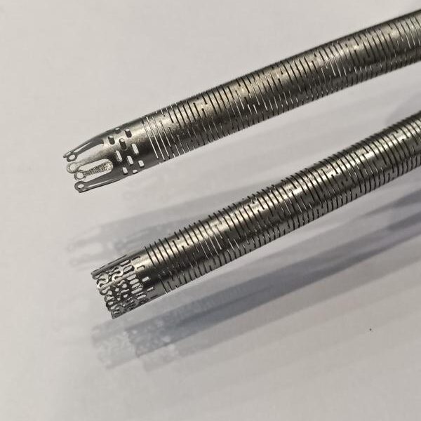 Close-up of nitinol hypotube used in advanced global medical devices
