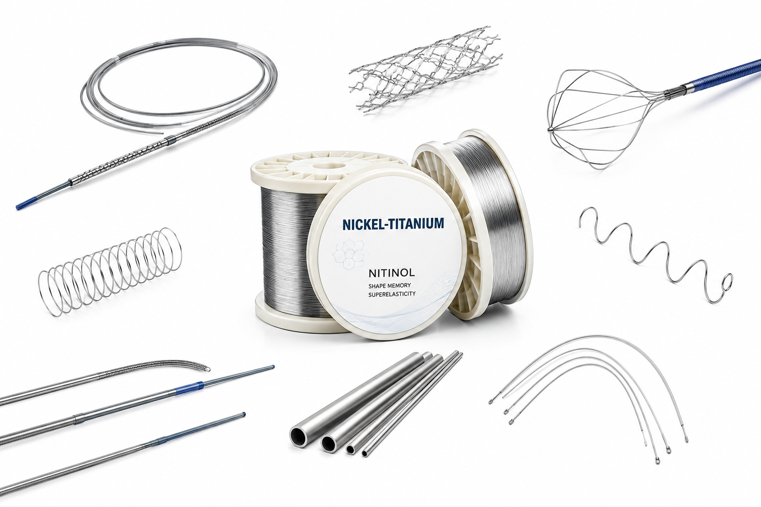 Nickel-titanium, also called Nitinol, is a high-performance alloy made from nickel and titanium.