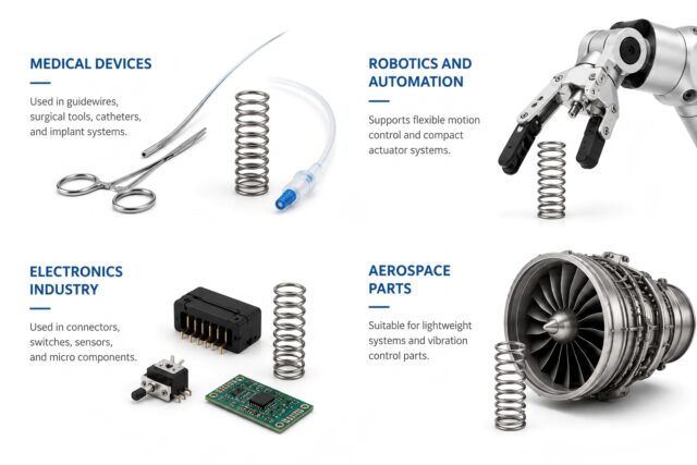 Nitinol spring used in Medical Devices Used in guidewires, surgical tools, catheters, and implant systems